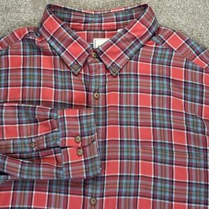 ROWM Mens 2X Big Plaid Flannel Button Up Shirt Red Blue Green Long Sleeve Cotton